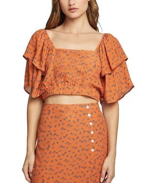 Chaser Brand Kinney Flutter Sleeve Crop Top - Orange