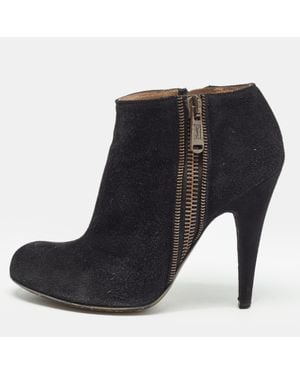 Saint Laurent Size 38 Suede Ankle Length Boots - Black