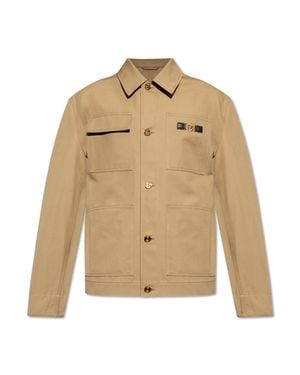 Versace Structured Cotton Jacket With Classic Collar - Natural
