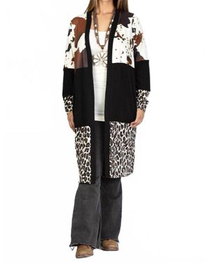 Sunshine & Rodeos Cow Print And Leopard Cardigan - Black