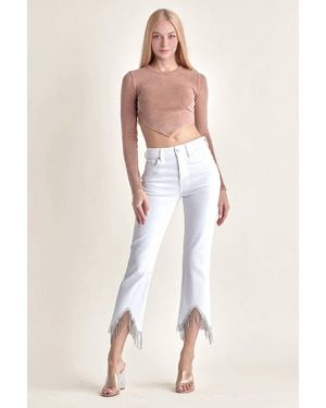 Risen Rise And Sparkle Straight Jeans - Natural