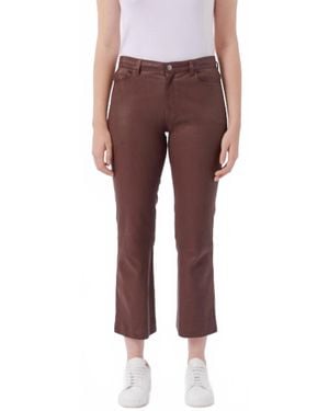 ATM Leather Cropped Flare Pants - Metallic