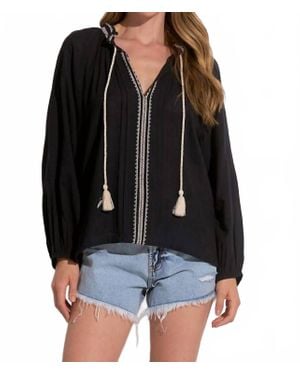 Elan Boho Babe Tassle Top - Black