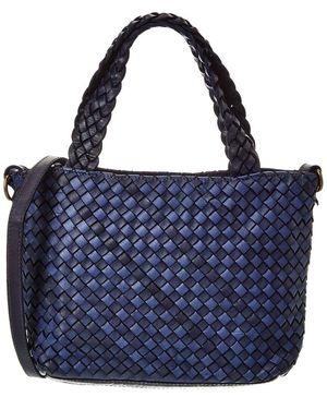 Isabella Rossetti Marie Hand Woven Leather Tote - Blue