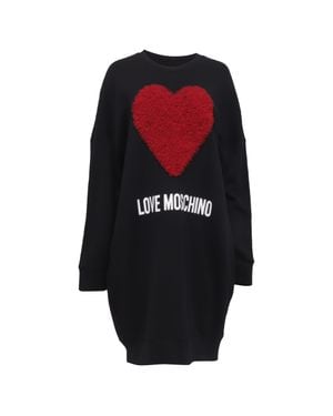Love Moschino Tulle Heart-Applique Mini Sweater Dress - Black