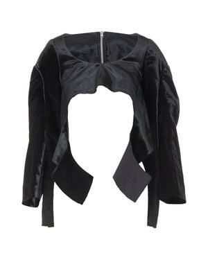 Comme des Garçons Comme Des Garcons Velvet Multi Sleeves Cut Out Crop Top - Black