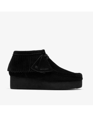 Clarks Wallabee Wedge Fringe Suede - Black