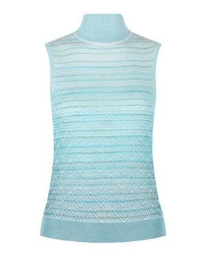 Missoni Ombre Zig Zag High-Neck Top - Blue