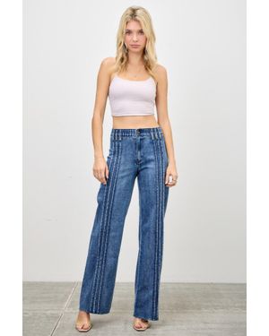 TRUEDAMES High Rise Straight With Front Lines - Blue