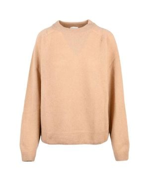 Alysi Crewneck Sweater With Raglan Sleeves And Luxurious Wool-Cashmere Blend - Natural