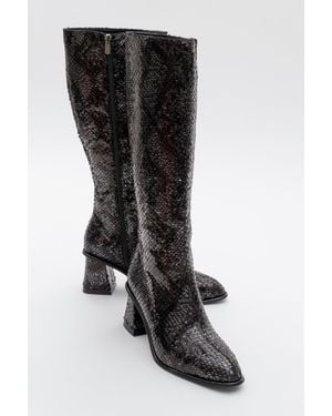 Prologue Shoes Elly Pattern Block Heel Boot - Black