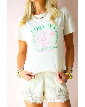 All Us Cowgirl Cocktail Club Hi-Low Tee - Blue
