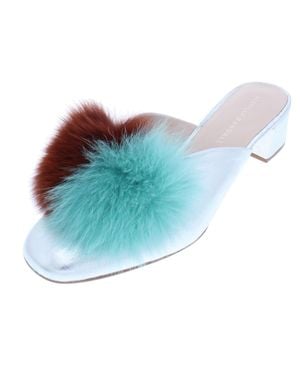 Loeffler Randall Lulu Slide Block Heel Mules - Blue
