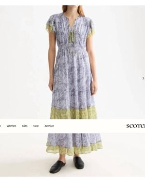 Scotch & Soda Gathered Maxi Dress - Blue