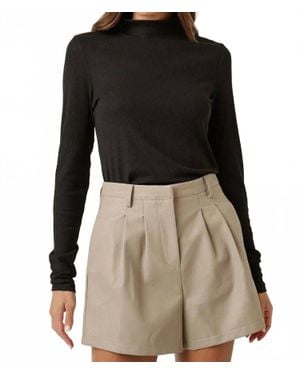 Mittoshop Alaina Mock Neck Long Sleeve Knit Top - Black