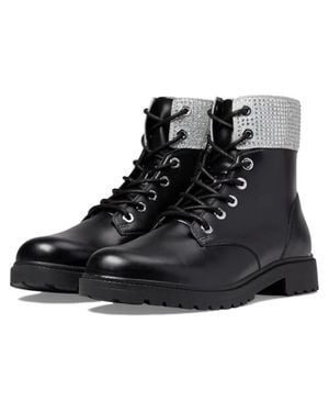 Michael Kors Alistair Boots Leather Round Toe Combat Jzz1137 - Black