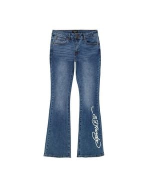 Ed Hardy Swallow Low Waist Bootcut Jeans - Blue