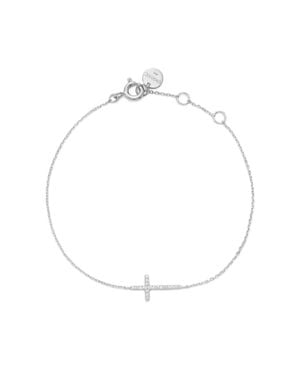 Eklexic Horizontal Cubic Zirconia Cross Bracelet - White
