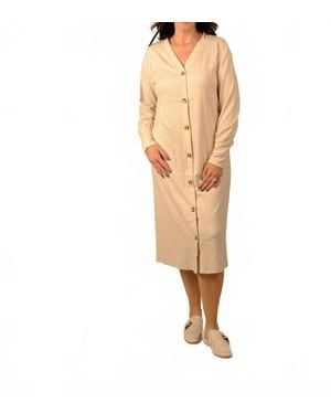 Doe And Rae Oat And Honey Button Down Midi Dress - White
