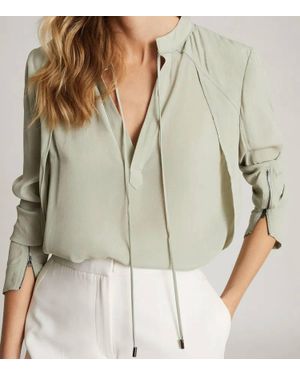 Reiss Frances Zip-Cuff Detail Blouse - Natural