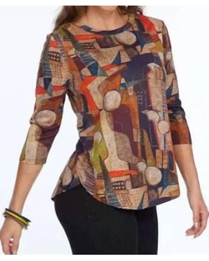 Elior Zofi 3/4 Ponte Knit Top - Multicolor