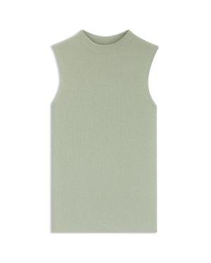 BOSS Ribbed Top With Mock Neckline - Green