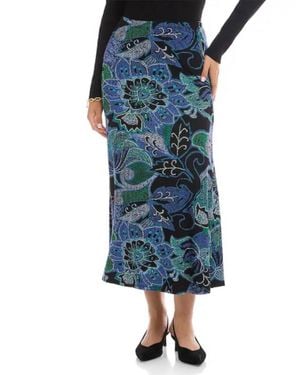 Karen Kane Side Slit Midi Skirt - Blue