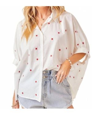 Day + Moon Star Spangled Button Down Shirt - White