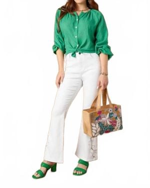 Coco + Carmen Kelly Side Cut-Out Detail Flare Pants - Green