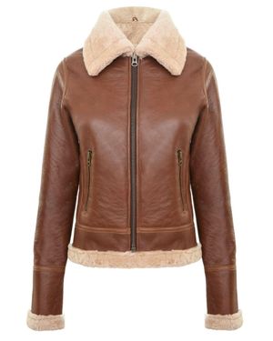 Infinity Leather Tan B3 Sheepskin Flying Jacket-Kano - Brown