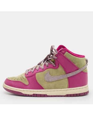 Nike Leather And Suede Dunk Dynamic Berry High Sneakers - Purple