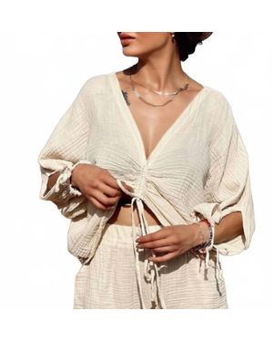 Blanca Camille Rutched Blouse - Natural