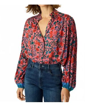 Natalie Martin Iris Rayon Print Top - Red