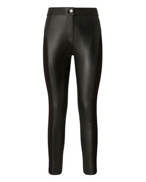 Pinko Cropped Leather Pants With Matte Fabric Accents - Black