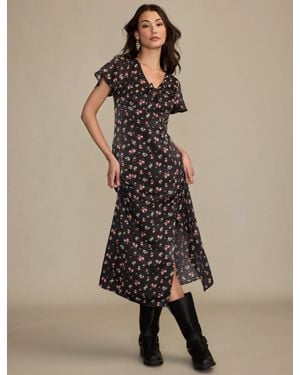 Lucky Brand Flutter Sleeve Midi Dress - Natural