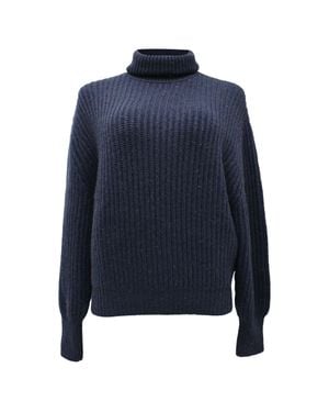 Brunello Cucinelli Ribbed-Knit Rolled Neck Sweater - Blue