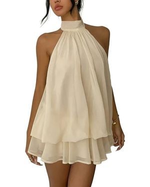 BELLA DESERT Halter Mini Dress - Natural