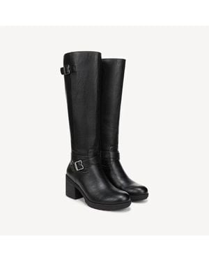 Dr. Scholls Prairie Boots Leather Block Heel Knee High Rhs6024 - Black