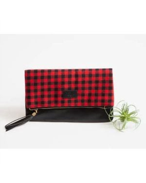 FUNKY MONKEY Buffalo Check Foldover Clutch - Red