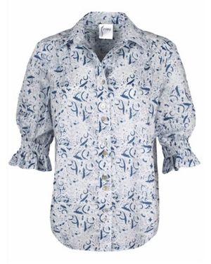 Finley Sirena Smocked Sleeve Shirt - Blue