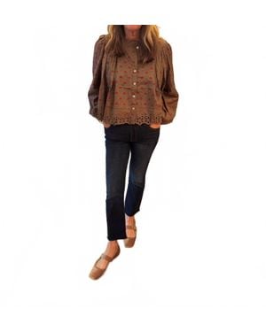 Clothing by IVE Floral Long Sleeve Lace Top - Brown