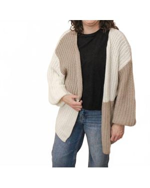 Eesome Color Block Open Front Cardigan - Black