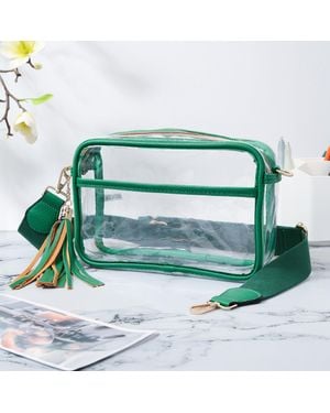 Fashnzfab Transparent Tassel Crossbody Bag - Green