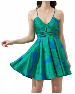 Sugarlips Morgany Floral Cerese Flare Mini Dress - Green