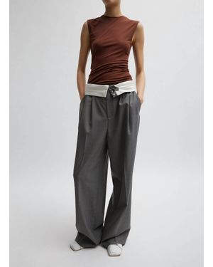Tibi Grant Suiting Fold Over Trouser - Gray