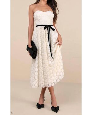 Lulus Floral Applique Lace Midi Dress - Natural