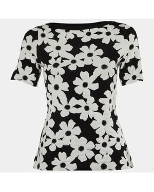 Carolina Herrera Monochrome Floral Jacquard Knit Top - Black