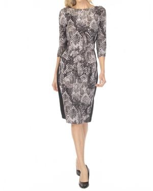 Joseph Ribkoff Snakeskin Waist Tie Sheath Dress - Gray
