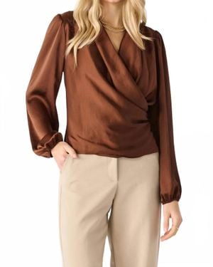 Dex Soft Wrap Blouse - Brown