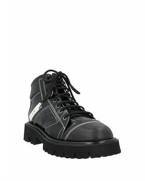 Moschino Logo-Print Leather Boots - Black
